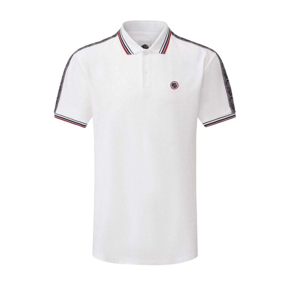 Pretty Green Mens Logo Taped Polo Shirt / White